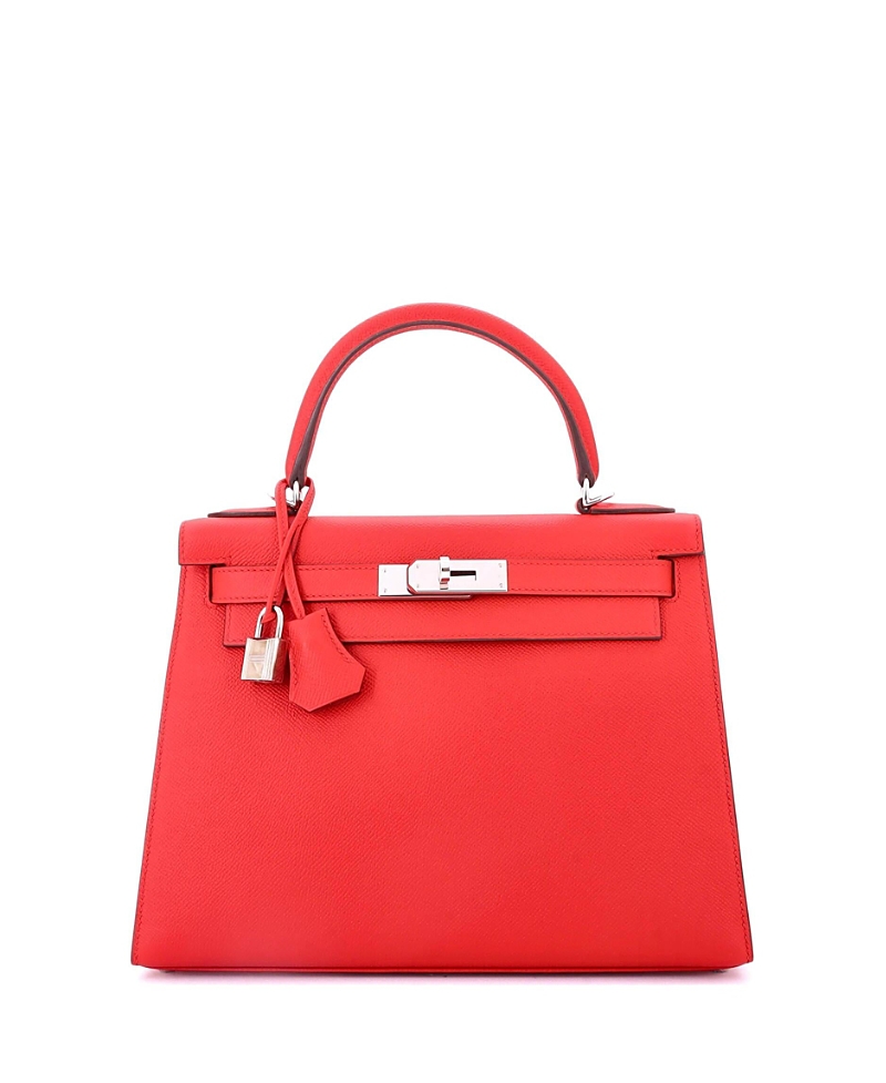 Pre-owned Pre-owned Hermes Hermes Kelly 28 Handbag Red Epsom With Palladium Hardware