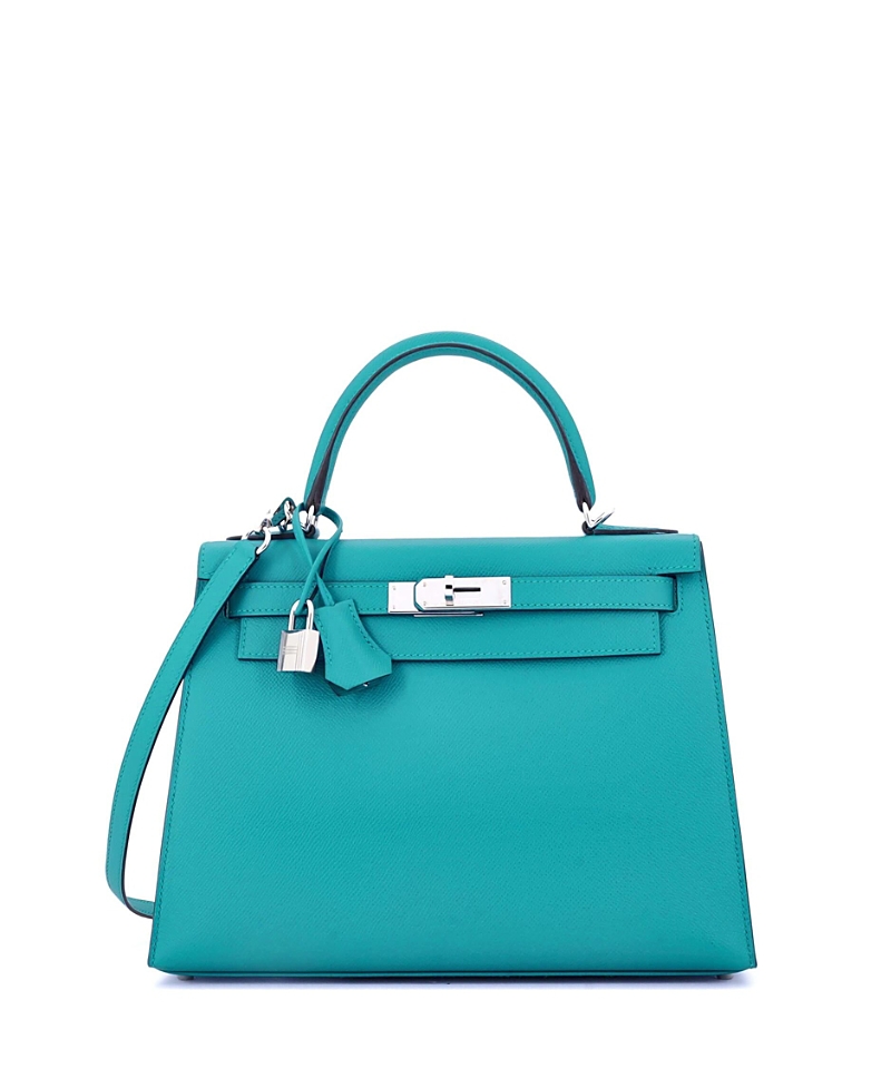 Pre-owned Pre-owned Hermes Hermes Kelly 28 Handbag Blue Epsom With Palladium Hardware