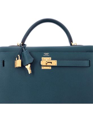 Kelly 32 Handbag Blue Epsom with Gold Hardware