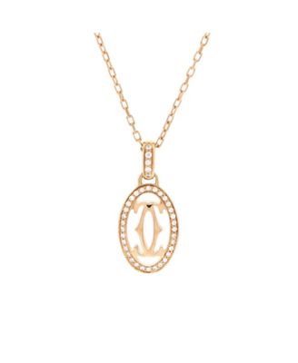  Double C de Cartier Pendant Necklace 18K Rose Gold and Diamonds