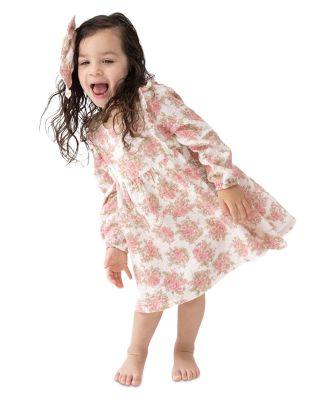 Girls' Bouquets Ruffled Long Sleeved Dress & Ribbed Leggings - Baby