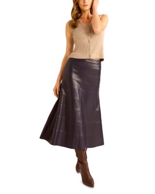 Faux Leather Seamed Skirt