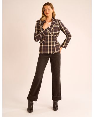 High Rise Cuffed Wide Leg Jeans in Rich Black