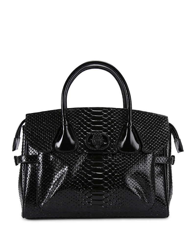 Kurt Geiger London Chelsea Snakeskin Embossed Tote In Black
