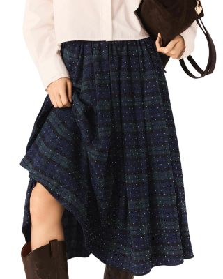 Check Skirt with Rhinestones