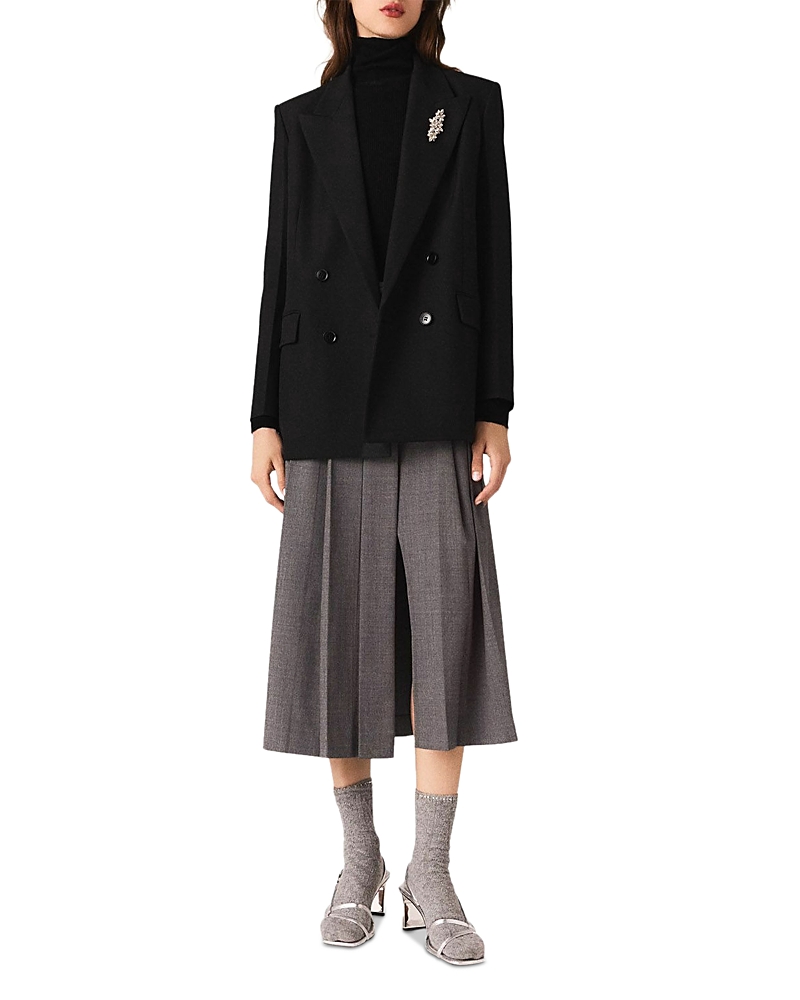Maje Double-breasted Jacket In Black