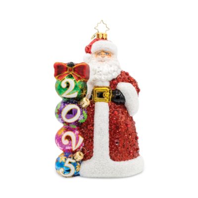 Santa 2025 Christmas Countdown Snow Gifts Glass Ornament