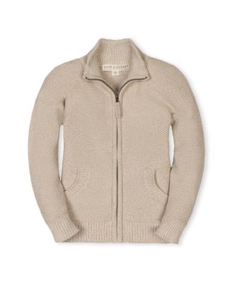 Organic Long Sleeve Full Zip Raglan Mock Neck Sweater - Little Kid, Big Kid