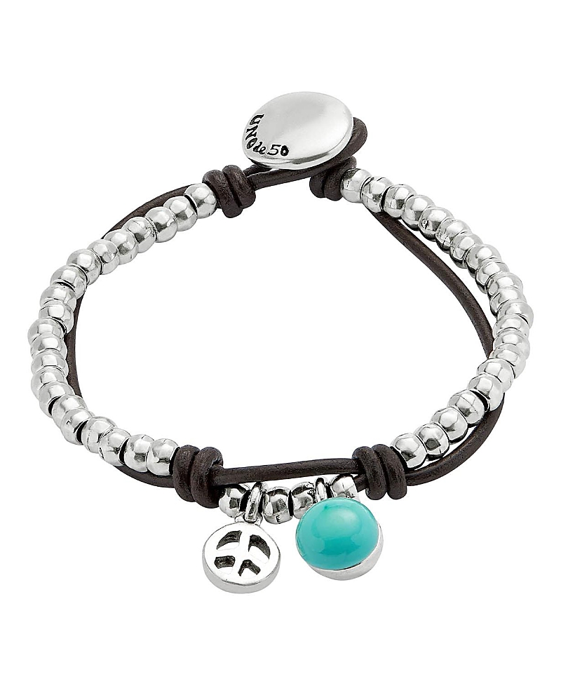 Unode50 Turquoise Murano Bead Strap Bracelet In Metallic