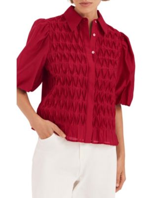  Women's Puff Sleeve Smock Shirt