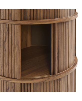  Clement Round Pedestal Stand Storage Table with Sliding Tambour Doors