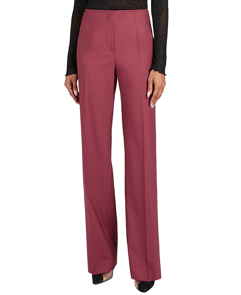 Santorelli Della Straight Leg Pants In Stretch Wool In Purple