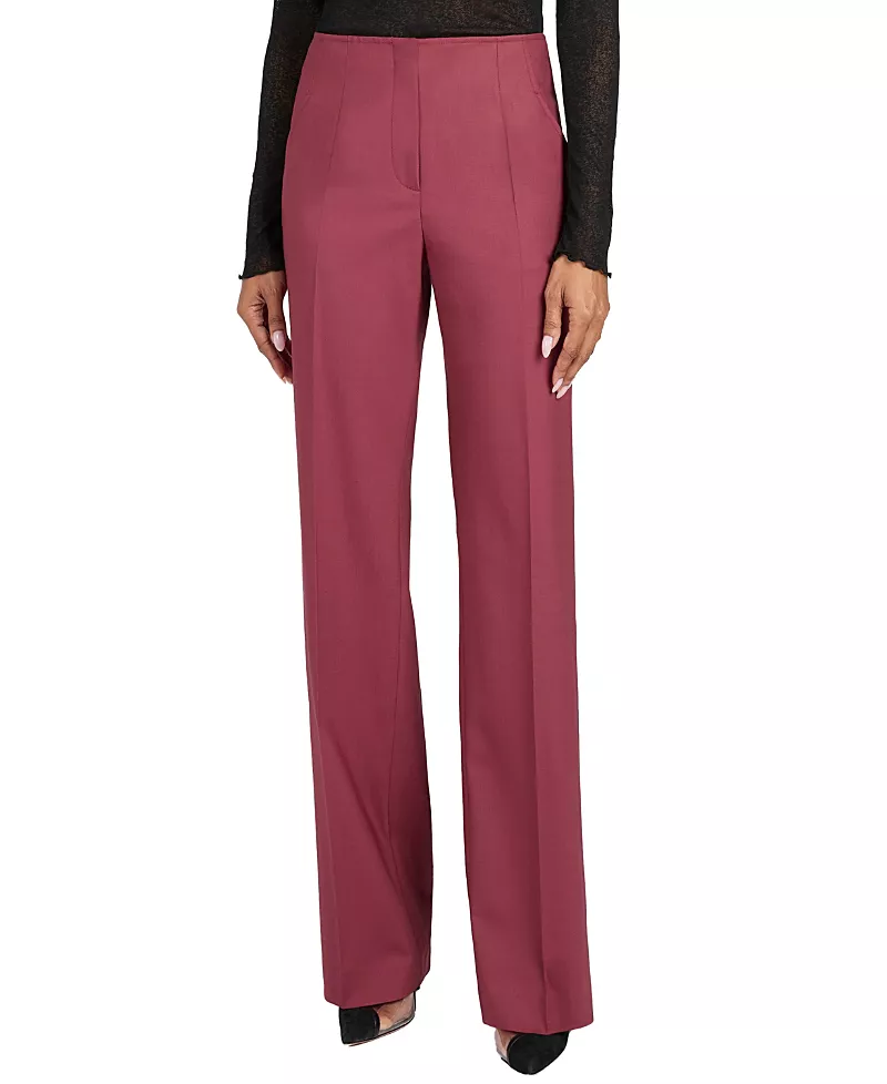 Santorelli Della Straight Leg Pants in Stretch Wool