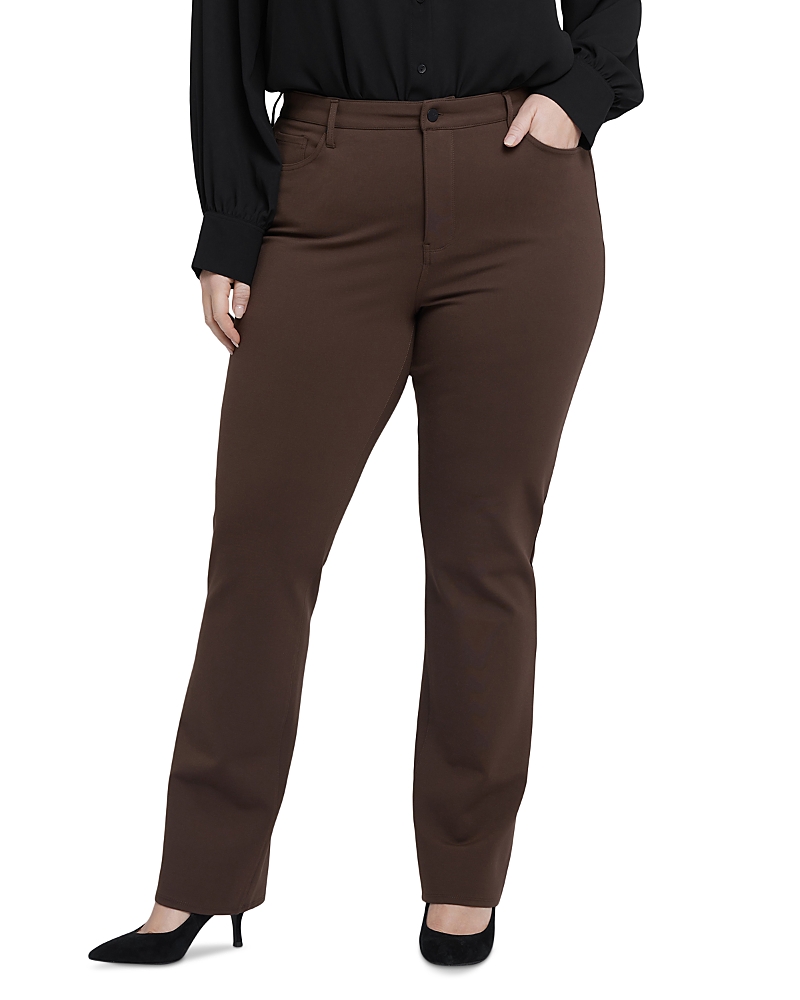 Nydj Marilyn Compression Ponte Straight Pants In Brown