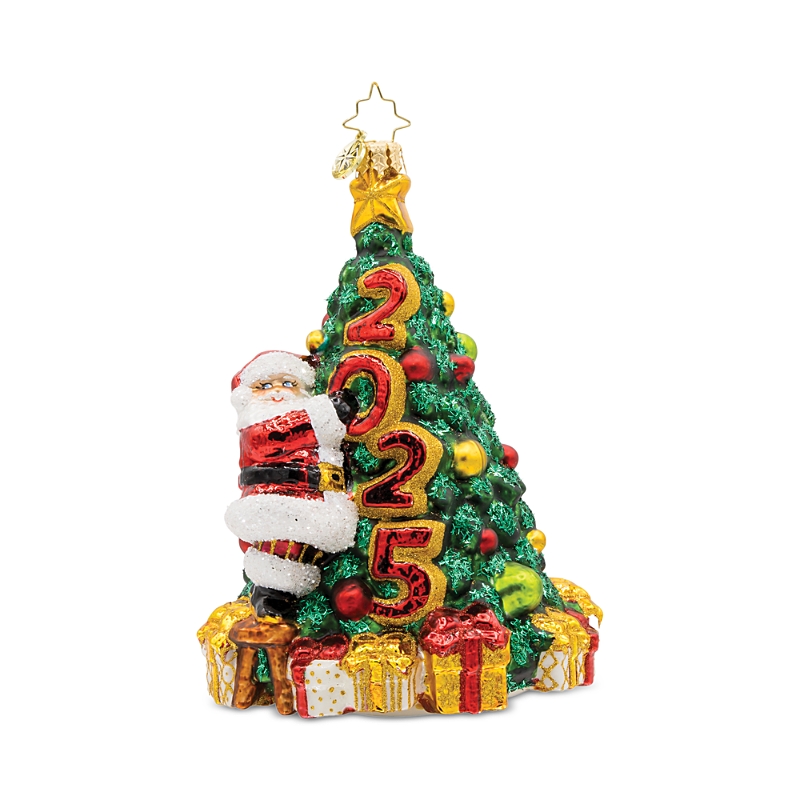 Christopher Radko Santa 2025 Tree Trim Snow Gifts Glass Ornament