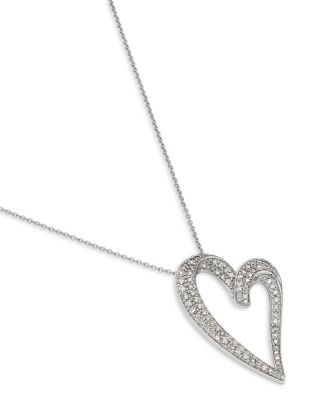 Diamond Heart Pendant Necklace in 14K White Gold, 0.50 tcw