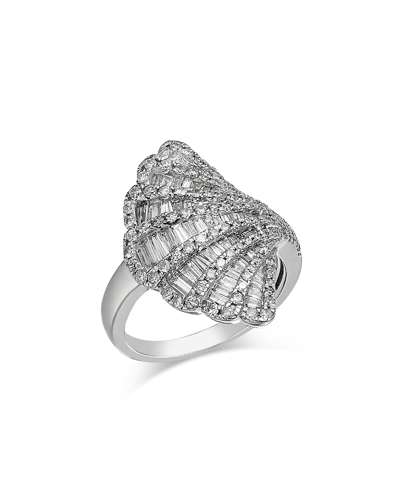 Bloomingdale's Fine Collection Diamond Round & Baguette Fan Ring In 14k White Gold, 1.50 Tcw