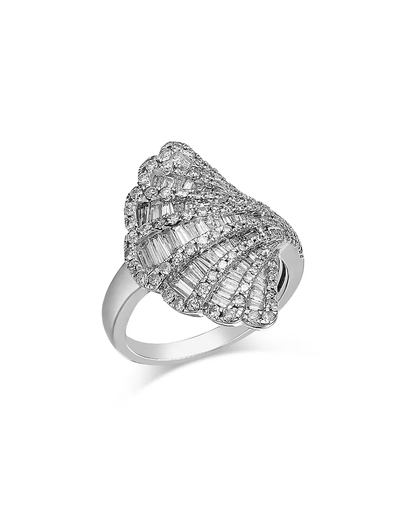 Bloomingdale's Fine Collection Diamond Round & Baguette Fan Ring in 14K White Gold, 1.50 tcw