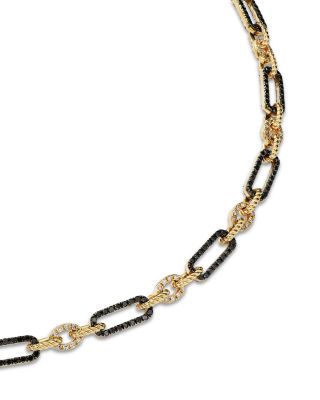 Black & White Diamond Chain Link Bracelet in 14K Yellow Gold, 2.0 tcw