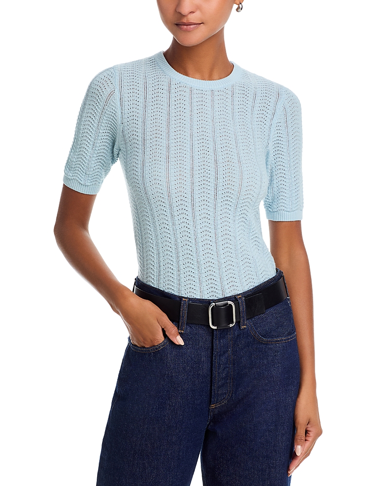 Rag & Bone Francesca Merino Wool Short Sleeve Sweater In Blue