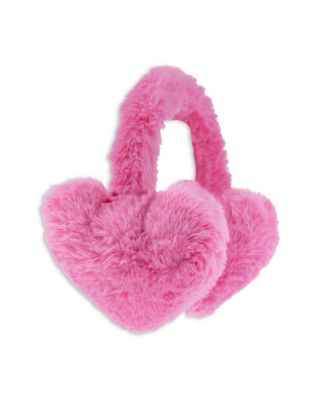 Girls' Oversized Heart Faux Fur Earmuffs with Adjustable Faux Fur Halo & Gloves Set - Big Kid