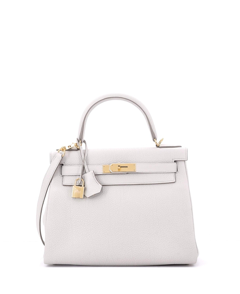Pre-owned Pre-owned Hermes Hermes Kelly 28 Handbag Light Togo With Gold Hardware In Gray