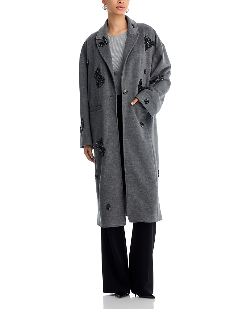 Cinq À Sept Cinq A Sept Gravis Crystal Embellished Coat In Gray