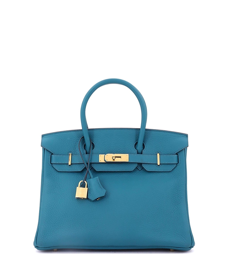 Pre-owned Pre-owned Hermes Hermes Birkin 30 Handbag Blue Clemence With Gold Hardware