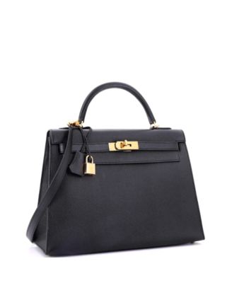 Kelly 32 Handbag Black Epsom with Gold Hardware