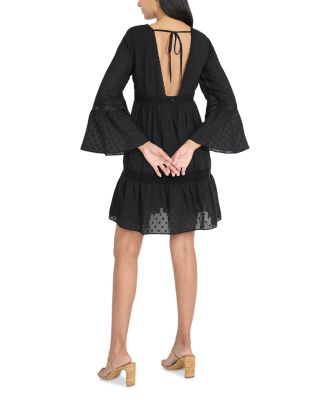 V Neck Wide Sleeve Mini Dress