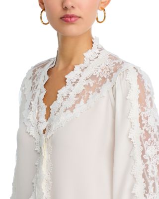 Miguel Lace Inset Silk Blouse