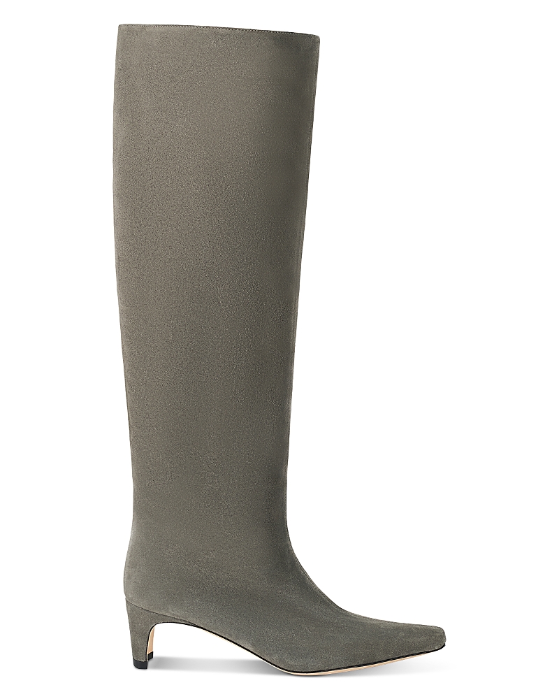 Staud Women's Wally Mid Heel Knee High Boots In Gray