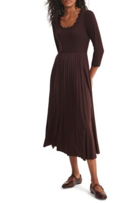 Women's Scallop Trim Midi Dress