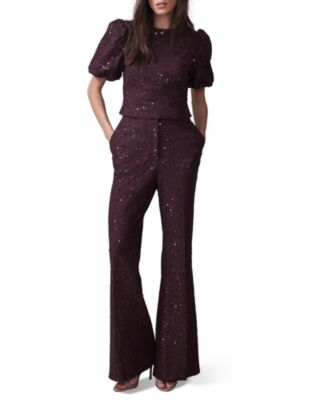 Women's Sequin Lace Flared Trousers