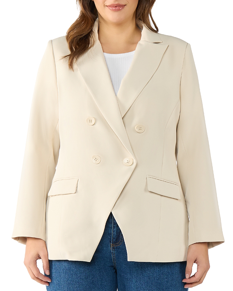 Estelle Plus Sophie Double Breasted Blazer In Brown