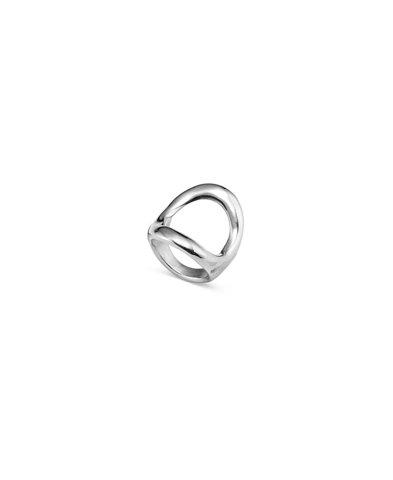 Unode50 Sterling Silver-plated Ring With Large Central Oval In Metallic