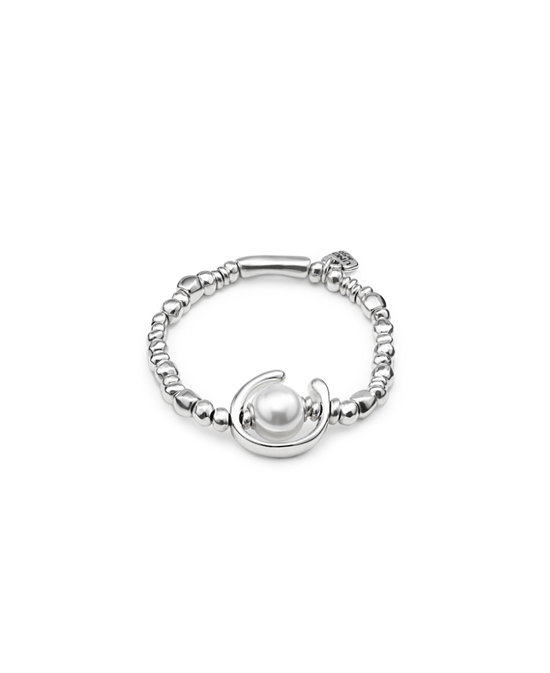 Unode50 Sterling Silver Plated Beaded With A Pearl Bracelet In Gold