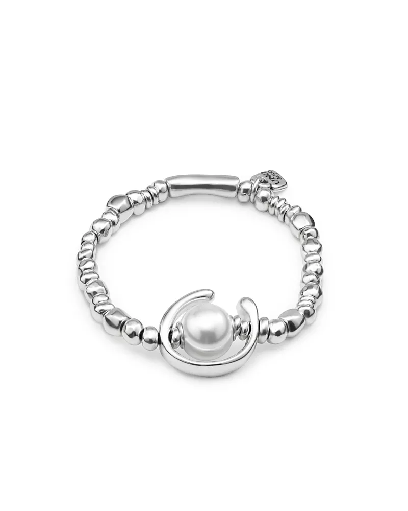 UNOde50 Sterling Silver Plated Beaded With A Pearl Bracelet