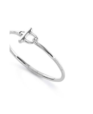 Unode50 Sterling Silver-Plated Bangle Bracelet with White Topaz