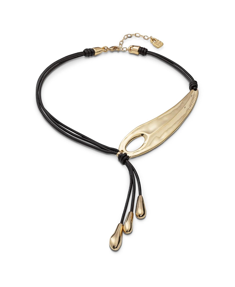 Unode50 18k Gold And Silver Short Adjustable Latigo Necklaces In Gold