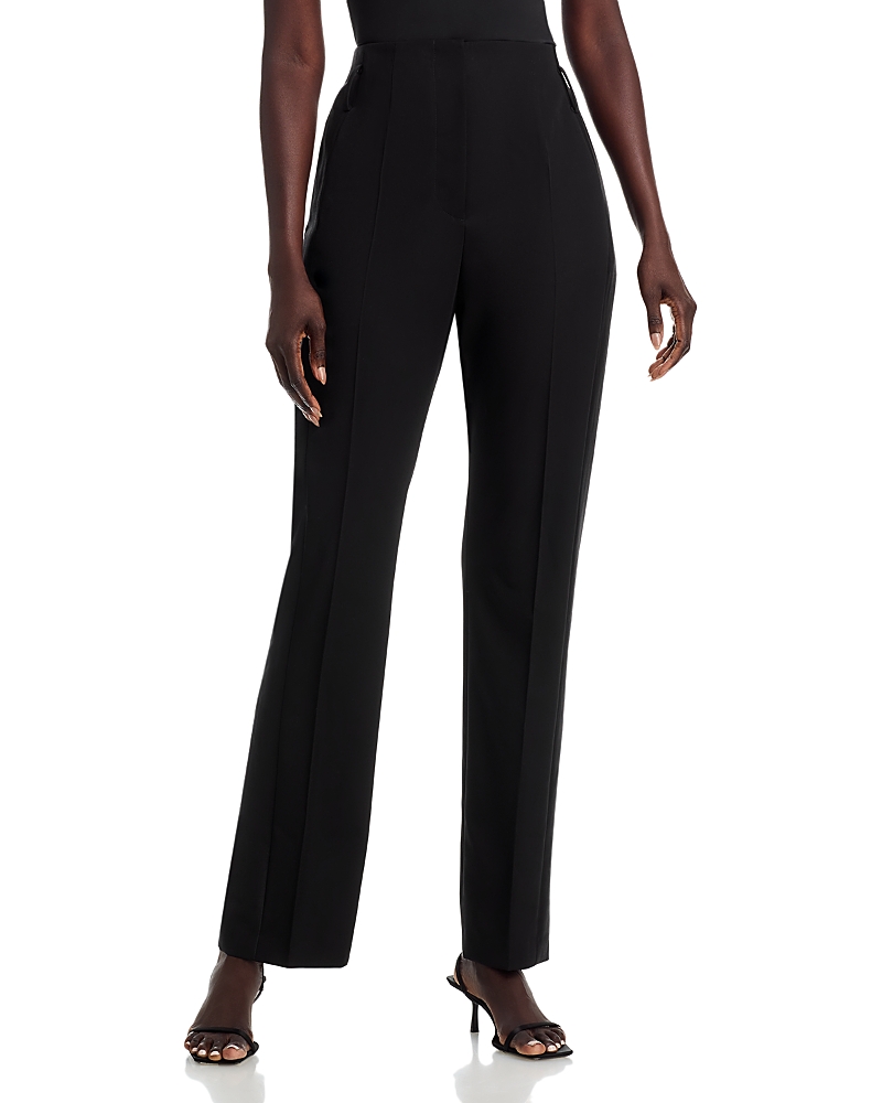 Hugo Boss Tanjana Wool Blend Straight Pants In Black