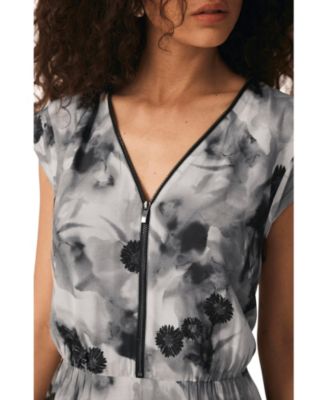 Women's Abstract Print Midi Dress