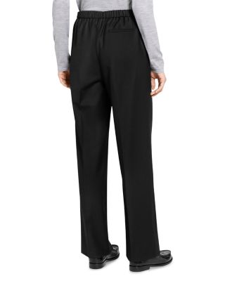 Wide Leg Pull On Full Length Pants in Wool