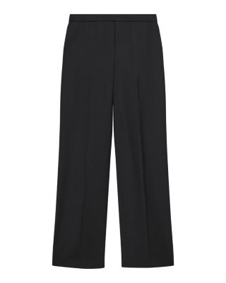 Wide Leg Pull On Full Length Pants in Wool
