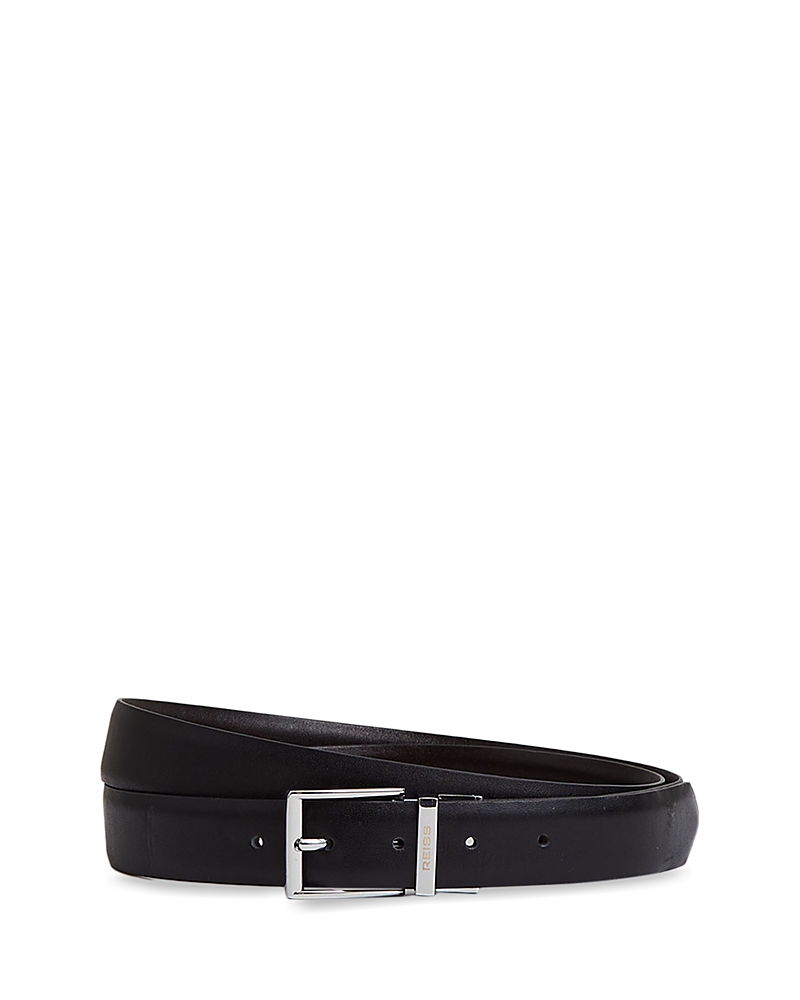 Reiss Mens Black Brown Reign Interchangeable-buckle Reversible Leather Belt In Black