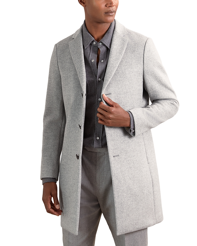 Reiss Soft Grey Gable Wool-blend Single-breasted Overcoat In Gray