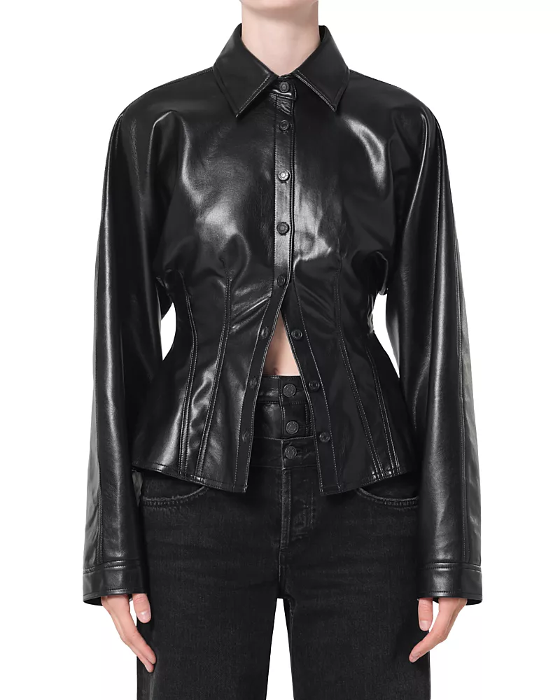 Agolde Devon Faux Leather Shirt