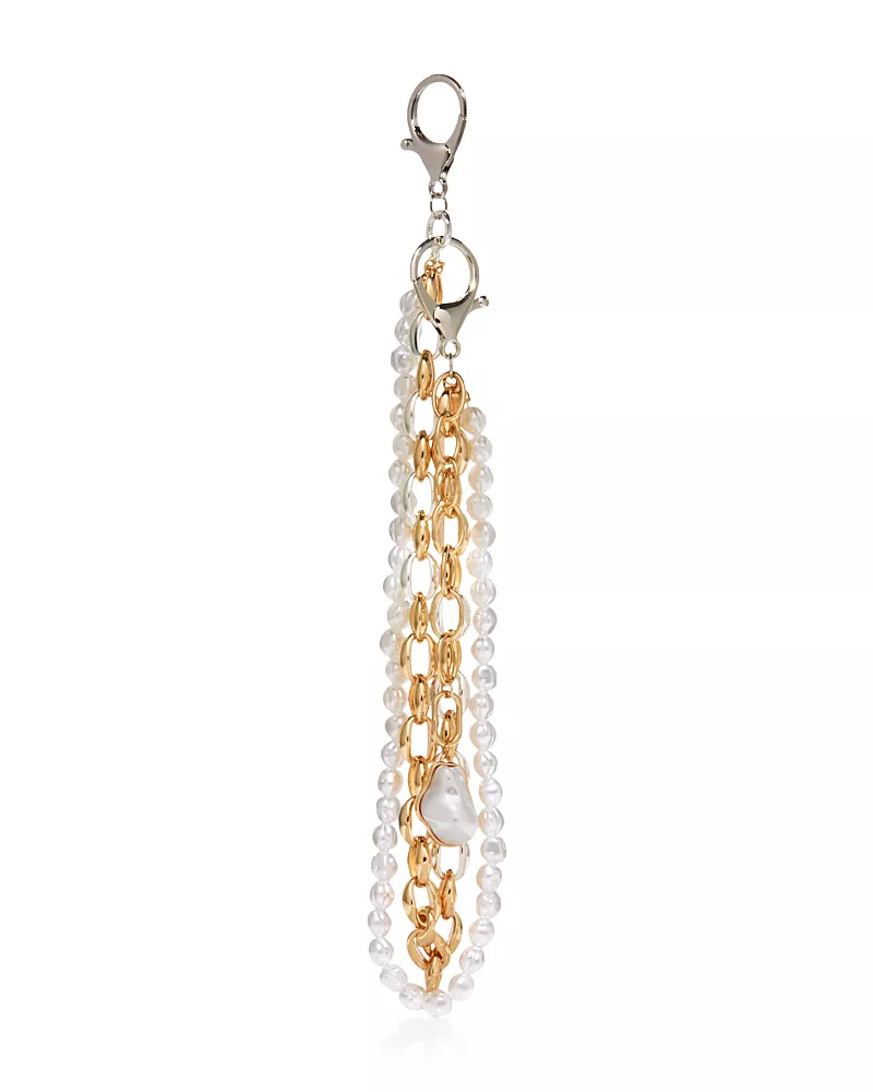 Aqua Two-Tone Imitation Pearl Bag Charm - Exclusive