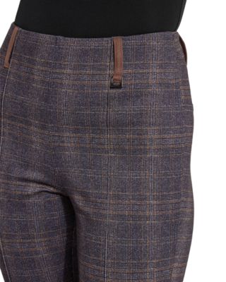 Pintuck Plaid Pont&amp;eacute; Pants