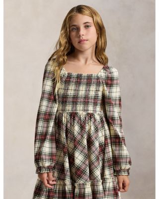 Girls' Plaid Ruffled Cotton Jersey Dress - Big Kid